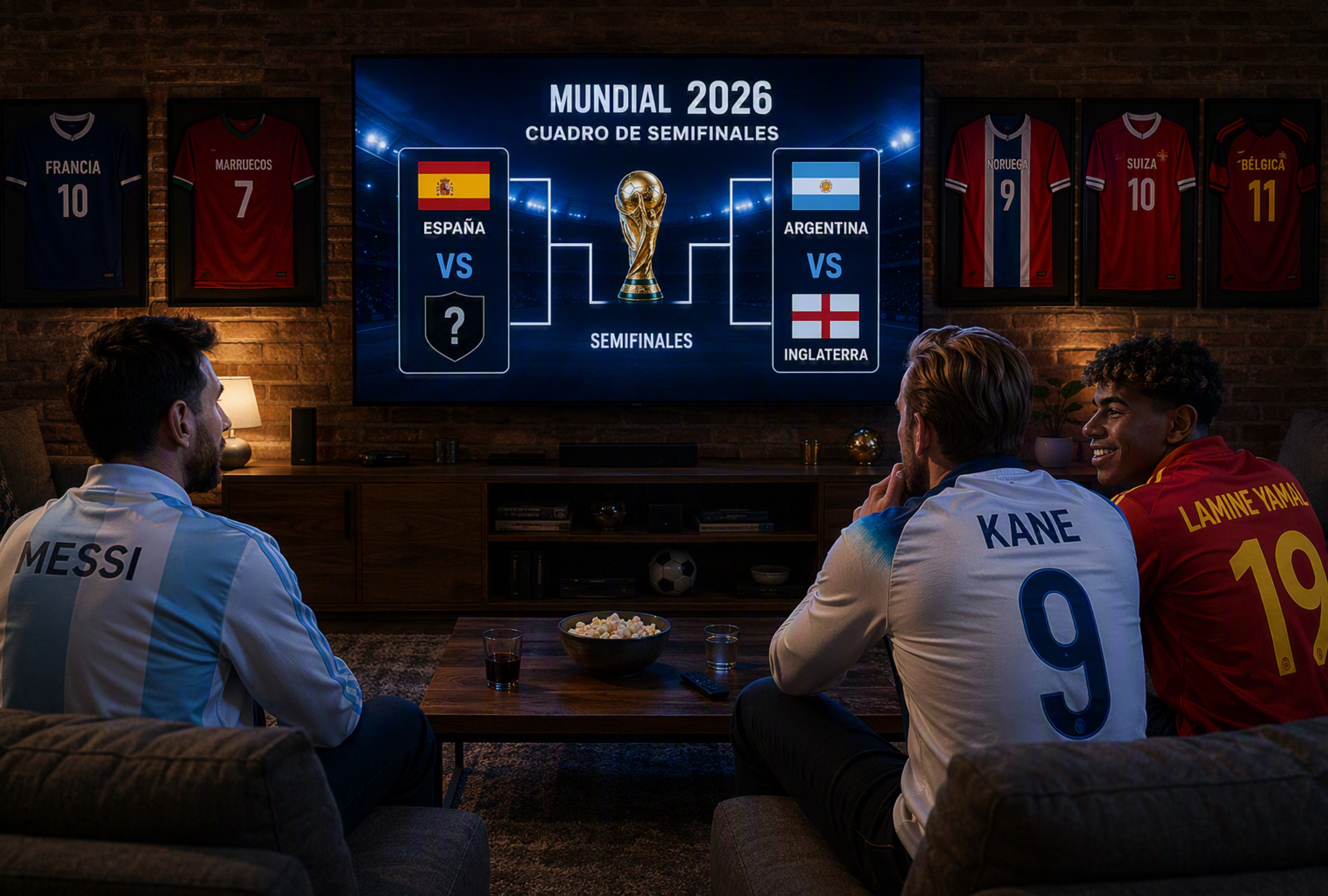 Official tournament bracket display for the 2026 FIFA World Cup semifinals. Check the full match schedule to see if there are any games today, along with updated knockout brackets and details on how to watch live streams online. | Image created by Depor using Gemini AI / GEC