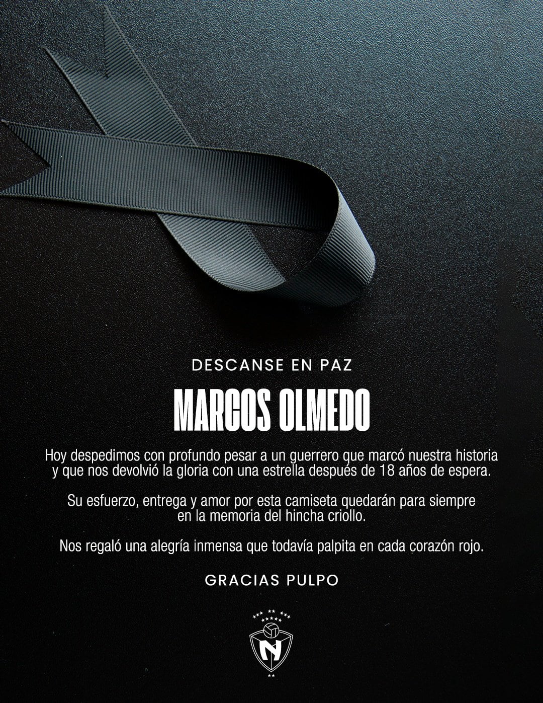 Mensaje de despedida de El Nacional para Marcos Olmedo | Foto: El Nacional