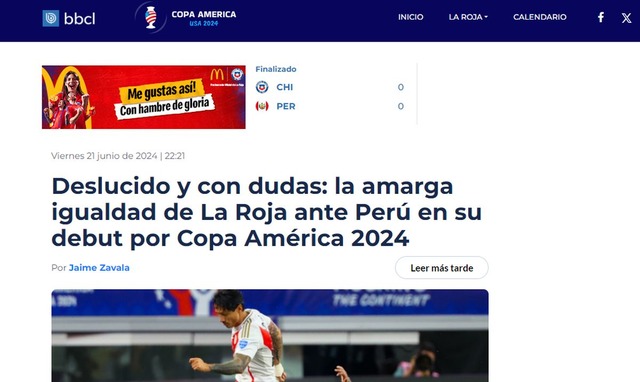 La reacción de la prensa mundial tras el empate entre las selecciones de Perú y Chile.