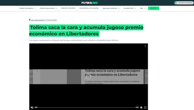 La reacción de la prensa colombiana a la clasificación de Tolima y la eliminación de Universitario. (Imagen: Captura)