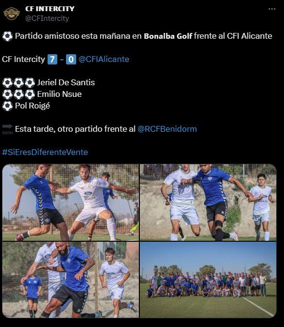 Intercity ganó en amistoso de pretemporada con tres goles de De Santis.