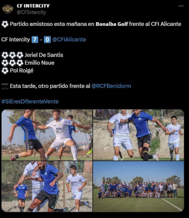 Intercity ganó en amistoso de pretemporada con tres goles de De Santis.