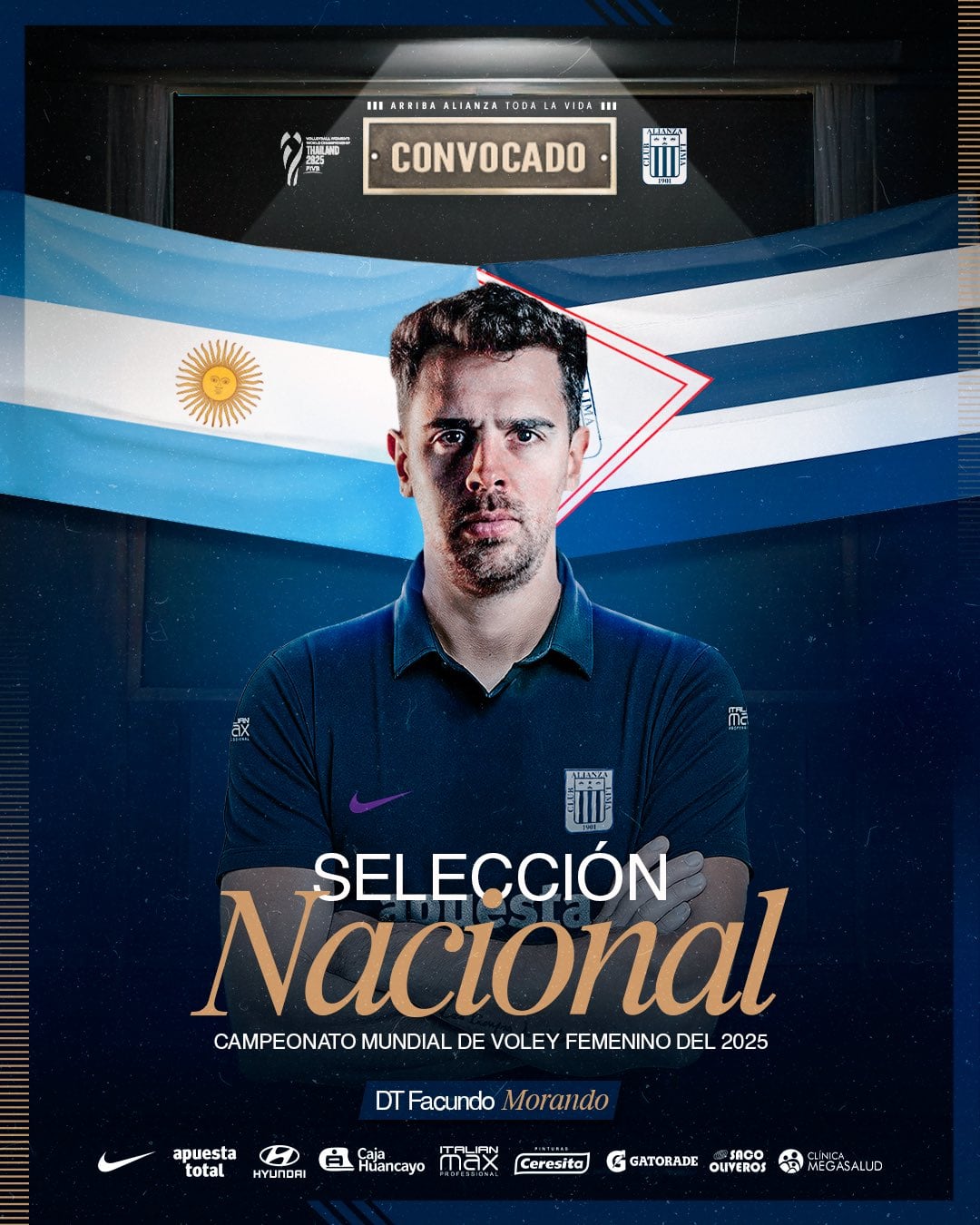 Facundo Morando, DT de Alianza Lima, estuvo al mando de Argentina en el Mundial de Vóley de Tailandia 2025. (Foto: Alianza Lima)