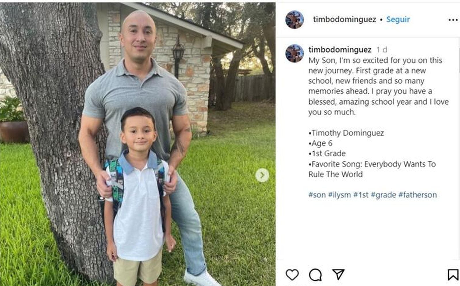 El post del padre de Timothy (Foto: Timbo Domínguez / Instagram)