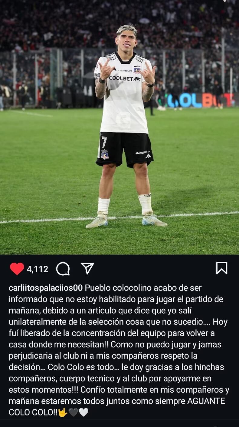 Respuesta de Carlos Palacios vía redes sociales. (Foto: Captura Instagram).