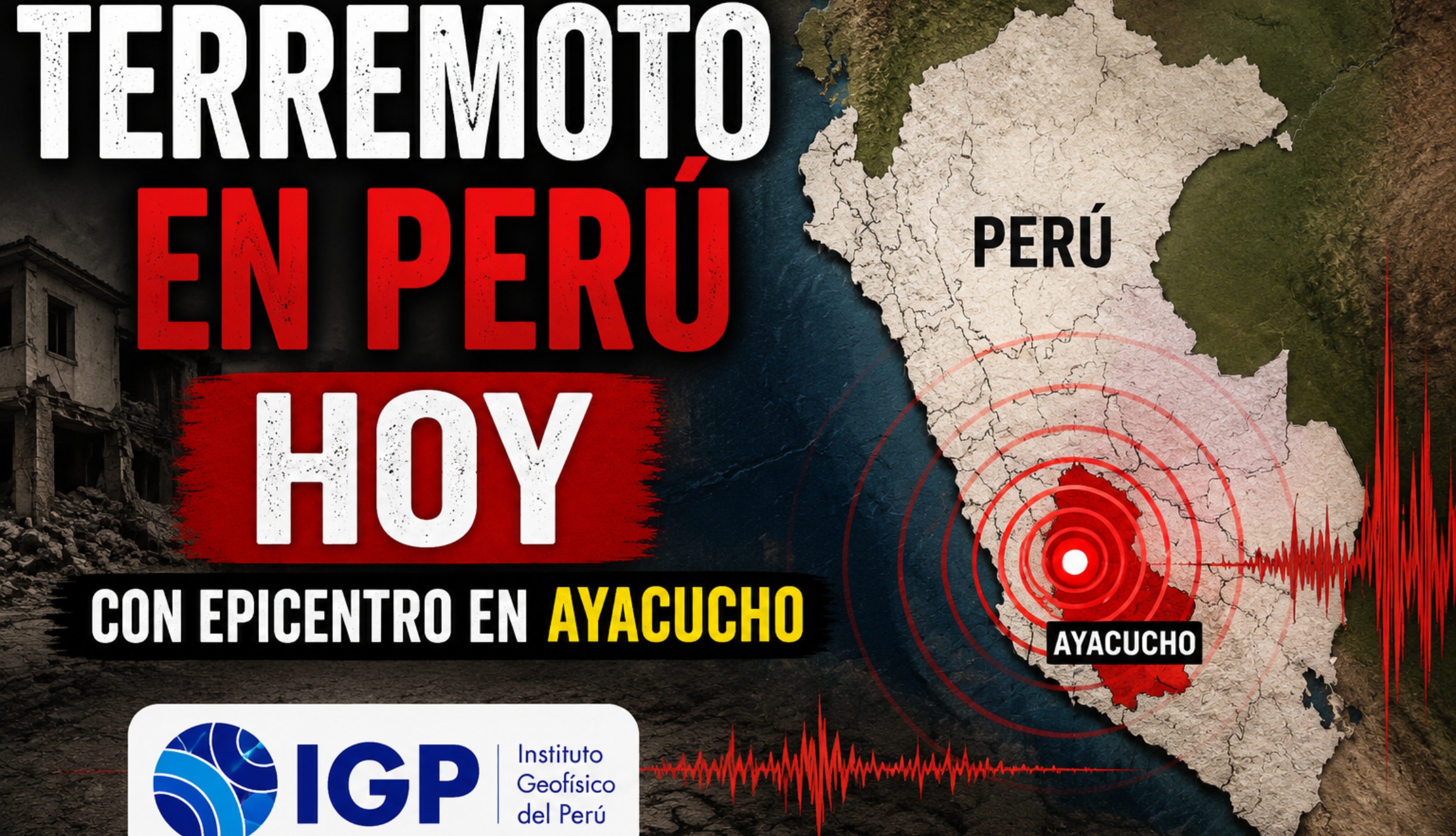 Un fuerte movimiento telúrico de 7.2 grados remeció la ciudad de Ayacucho pasada la 1 de la tarde. El sismo también se sintió en otras ciudades del país. (Foto: Imagen creada por Depor utilizando la IA de Chat GPT)
