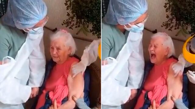 Abuela grita desesperada y suelta  grosería al ser vacunada por COVID-19