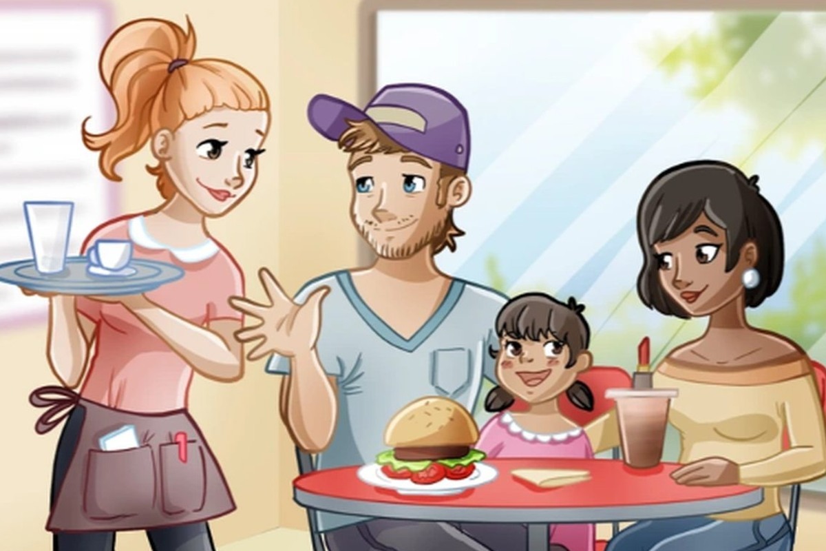 RETO VIRAL | En esta imagen se puede apreciar a una familia siendo atendida por una camarera. (Foto: genial.guru)
