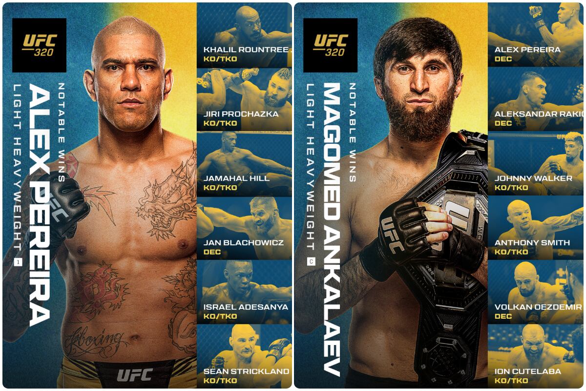 Magomed Ankalaev y Alex Pereira vuelven a enfrentarse en UFC 320 por el título semipesado. (Foto: UFC Europe)