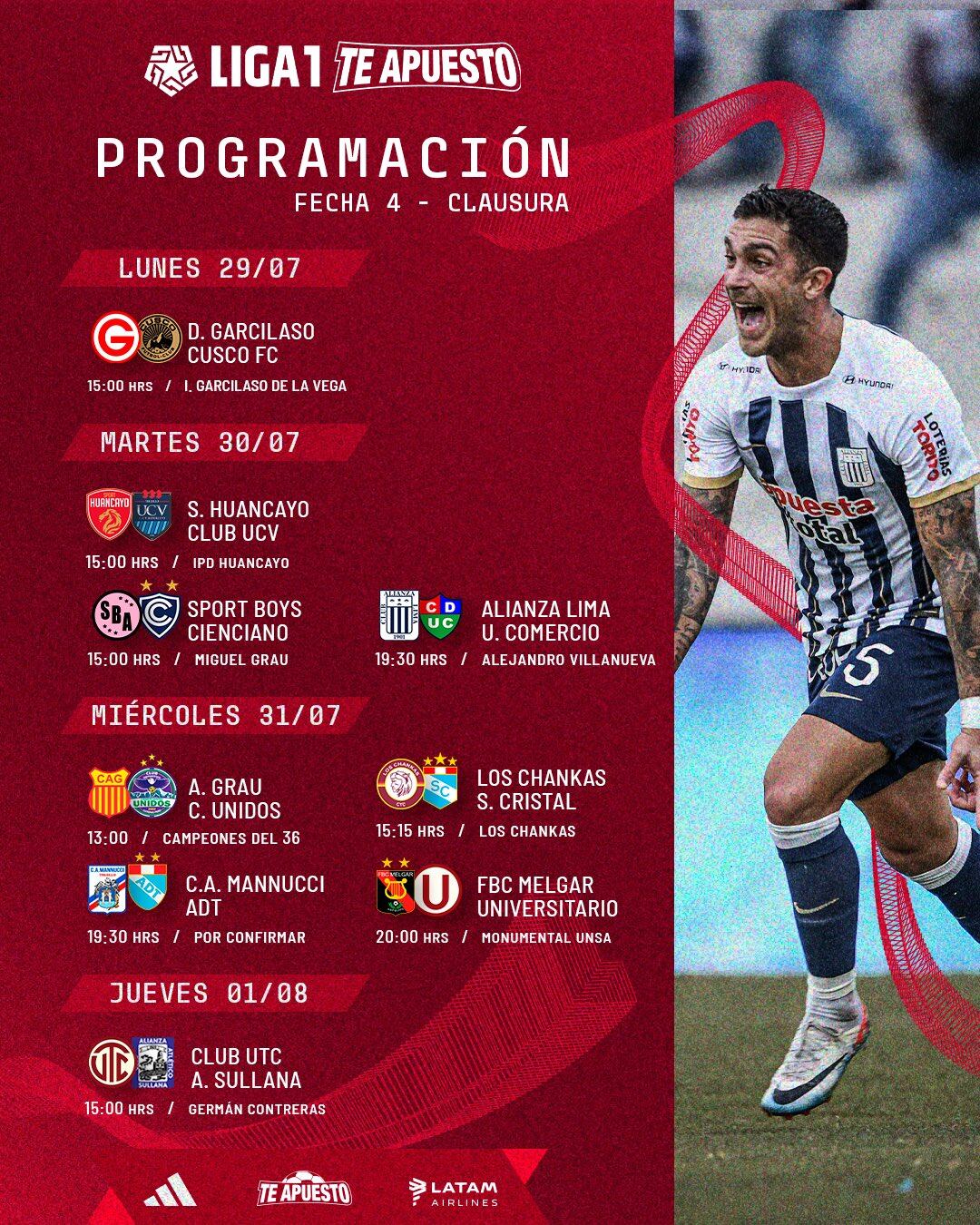 Programación de fecha 4 del Torneo Clausura en Liga 1. (Foto: Liga 1)