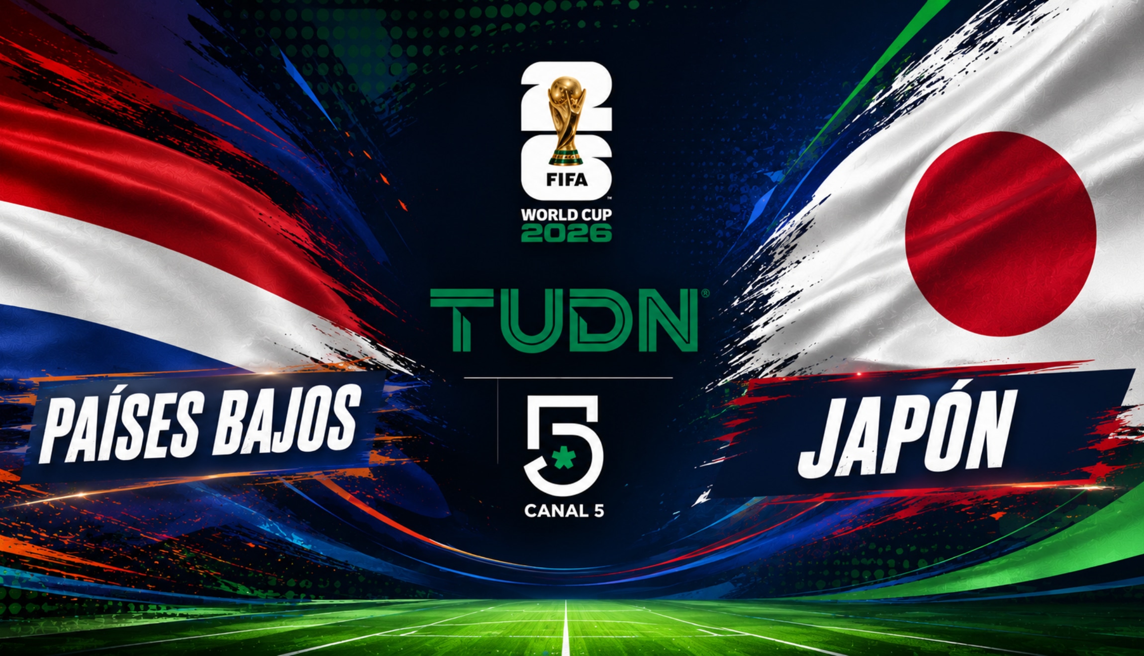Señal de TUDN y Canal 5 para ver la transmisión de Países Bajos vs. Japón, este domingo 14 de junio, por la Jornada 1 del Grupo F del Mundial de Fútbol 2026. (Foto: Imagen creada por Depor utilizando la IA de Chat GPT)