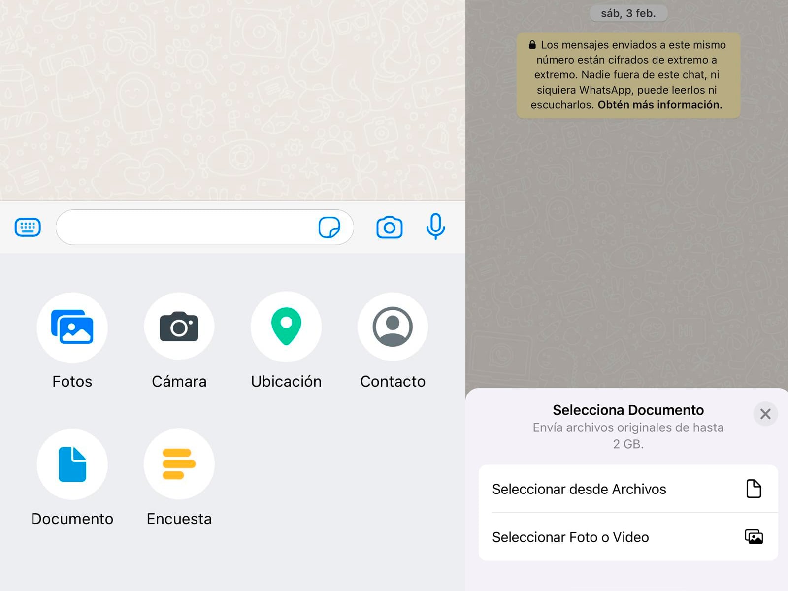 WHATSAPP | Aquí debes elegir la opción de Documentos y seleccionar en "Foto o video". (Foto: MAG - Rommel Yupanqui)