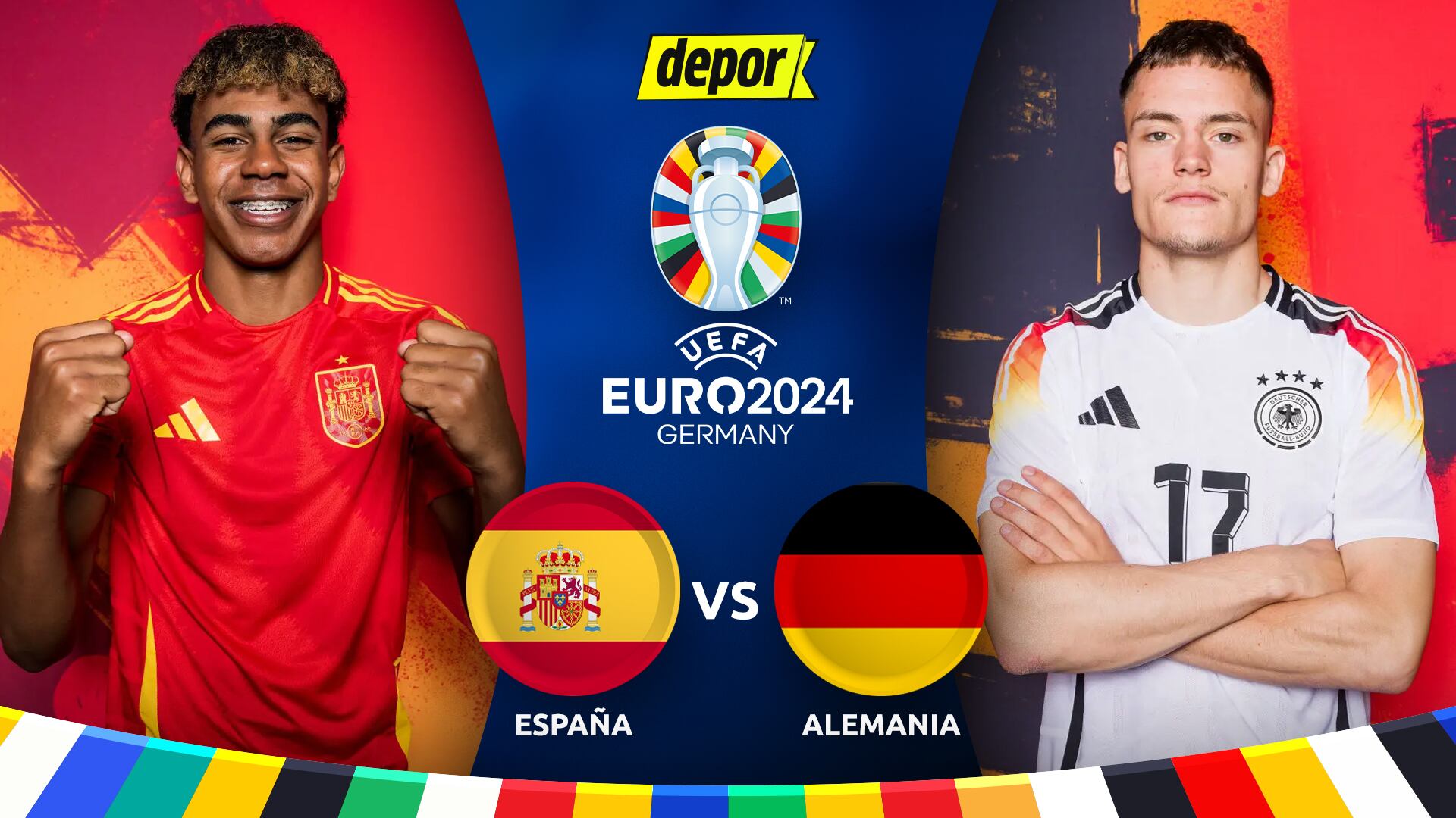 España y Alemania juegan por los cuartos de final de la Eurocopa 2024. (Diseño: Depor)