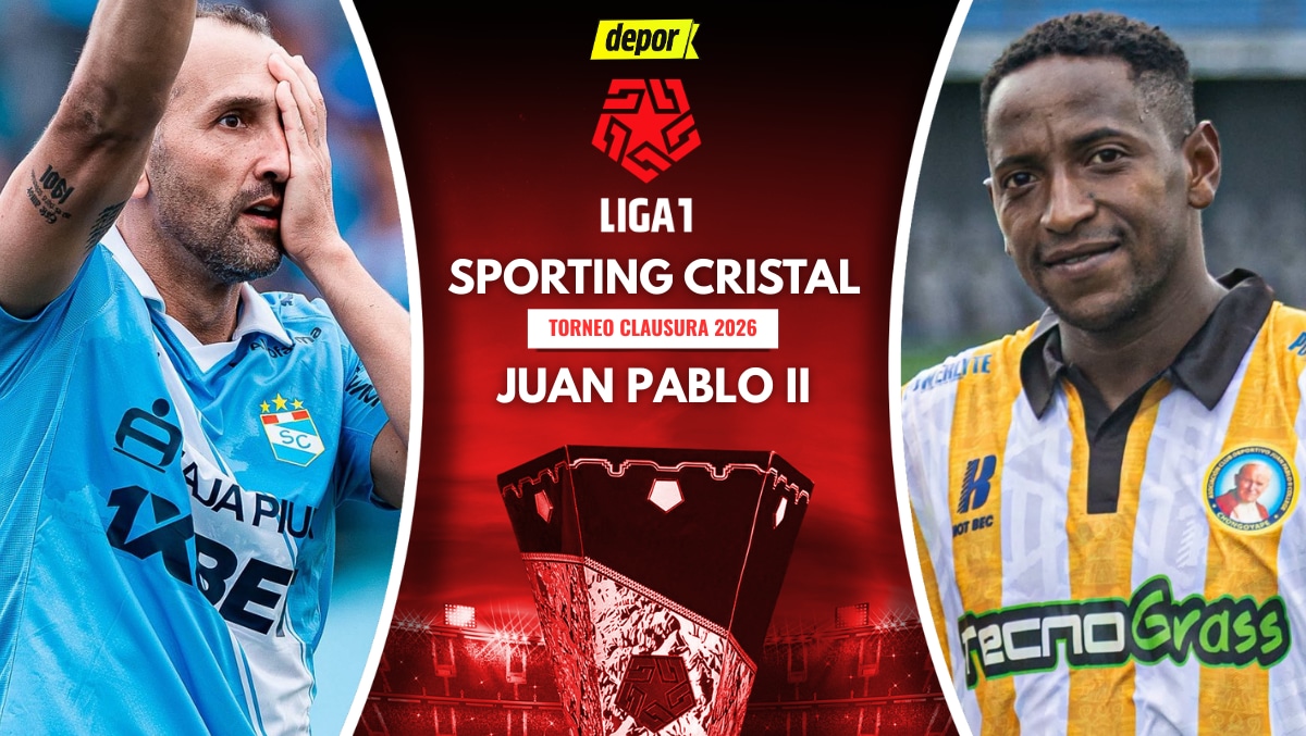 Sporting Cristal vs. Juan Pablo II se enfrentan por la fecha 3 del Torneo Clausura 2026, con la transmisión de Liga 1 MAX. (Diseño: Depor)