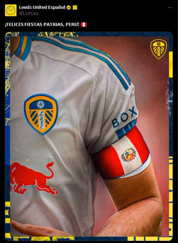 Leeds United saludó a Perú por 203 años de Independencia. (Captura: X)