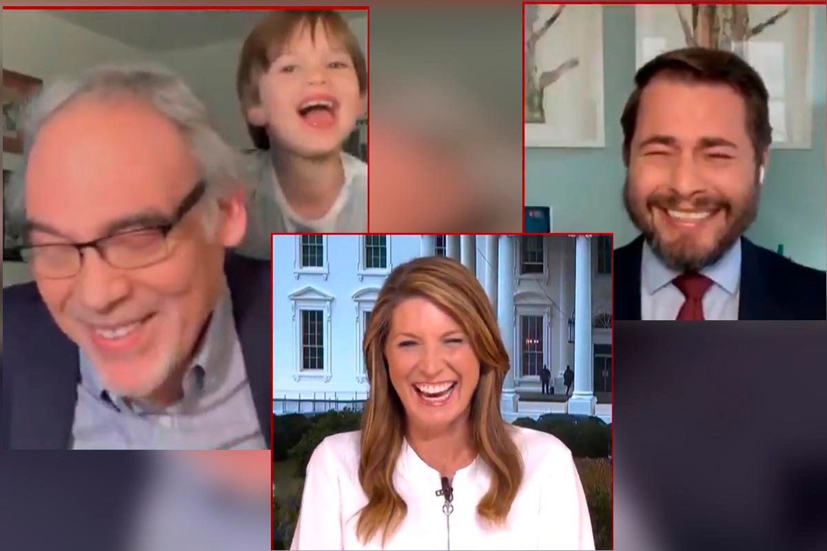 El médico pediatra Irwin Redlener hablaba sobre el incremento de los casos de COVID-19 en Nueva York, hasta que fue interrumpido tiernamente por su nieto. |Foto: MSNBC