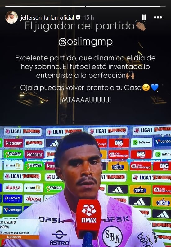 El mensaje de Jefferson Farfán a Oslimg Mora. (Foto: Instagram)