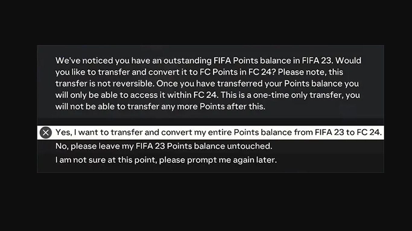 Las opciones disponibles de transferencia en EA Sports FC 24