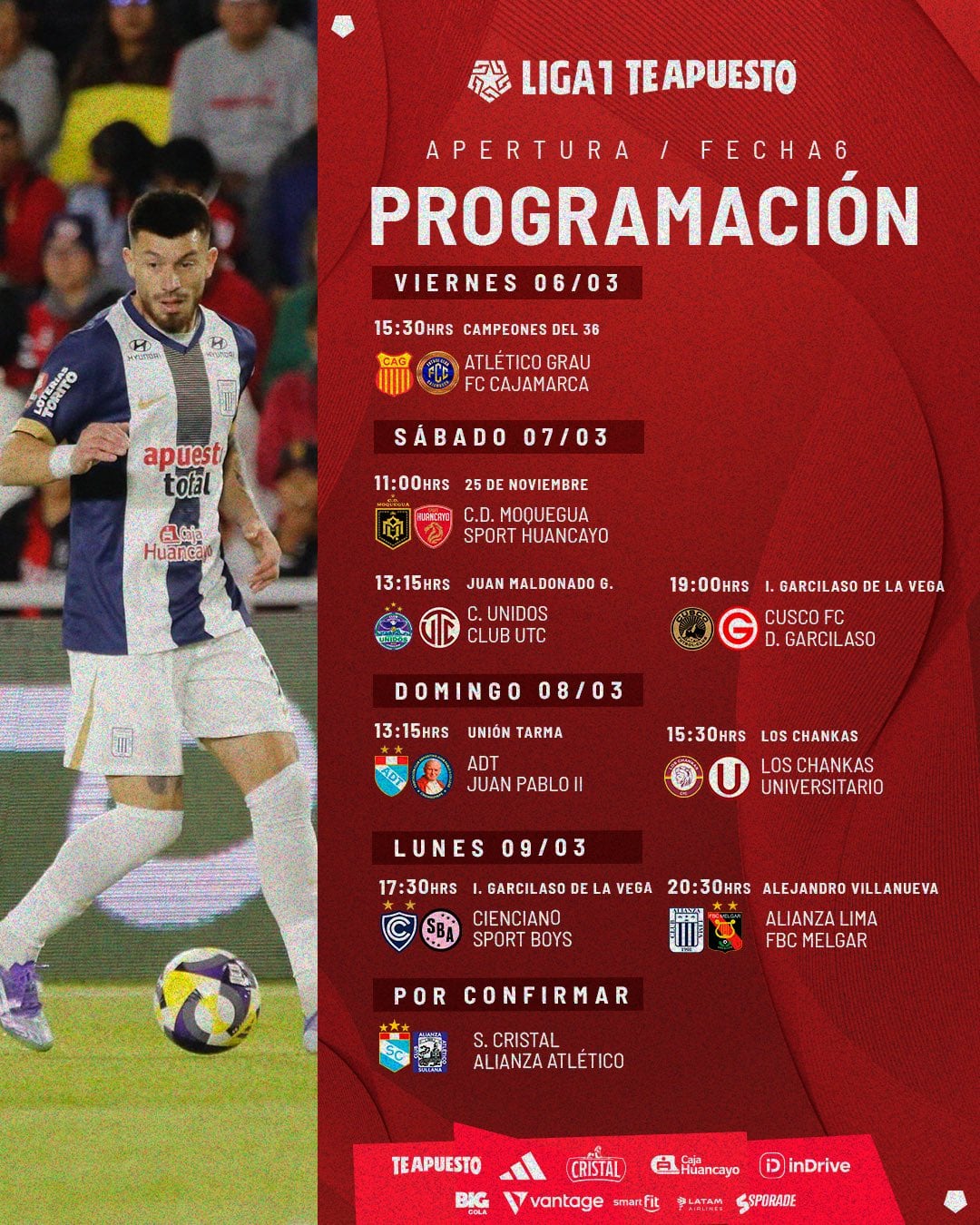 Programación de la fecha 6 del Torneo Apertura. (Foto: Liga 1)