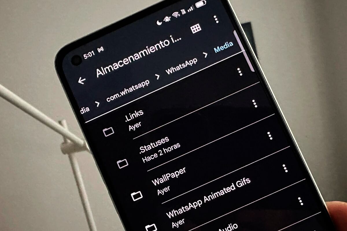 WHATSAPP | La carpeta statuses solo aparece si activar la opción de "mostrar archivos ocultos" en Files. (Foto: MAG - Rommel Yupanqui)