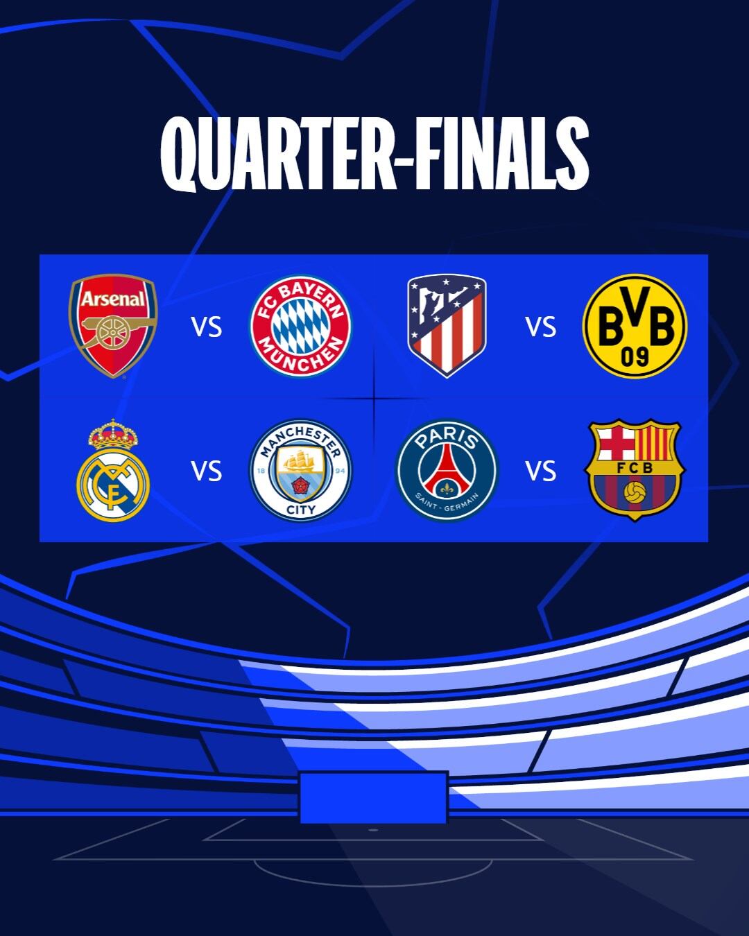 Así se jugarán los cuartos de final de la Champions League.