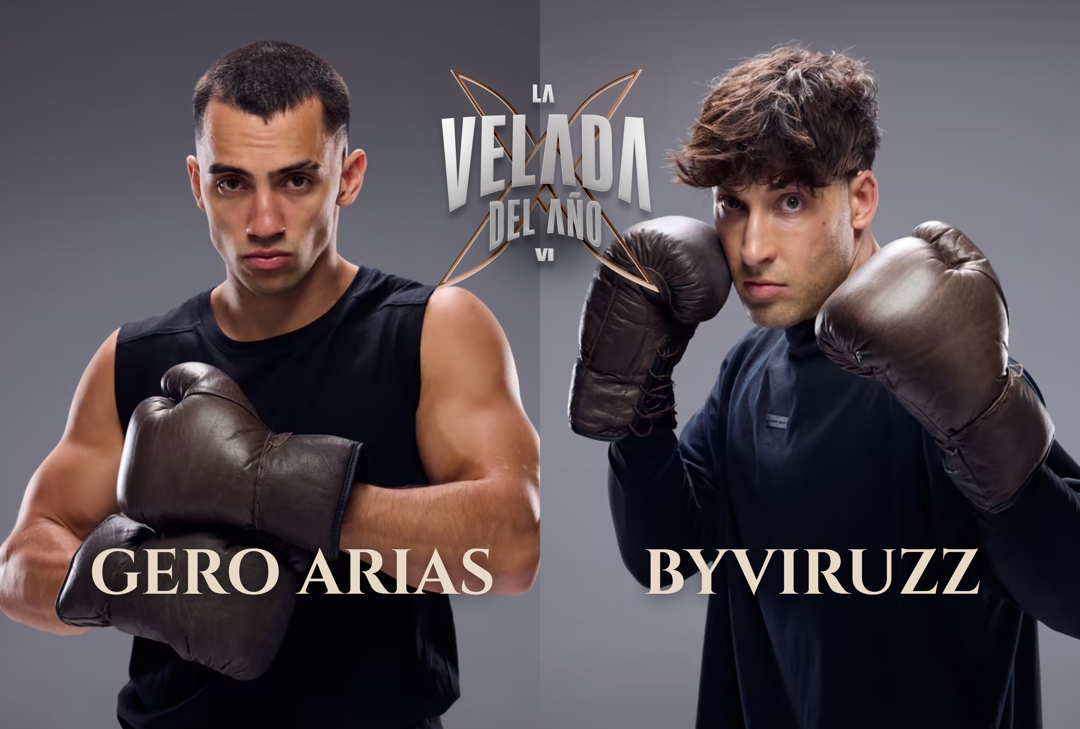 Gero Arias y byViruZz durante el careo oficial de La Velada del Año VI de Ibai Llanos. Verifique los horarios de inicio y las plataformas de transmisión para EE. UU., España y México. | Crédito: infolavelada.com / Composición Depor