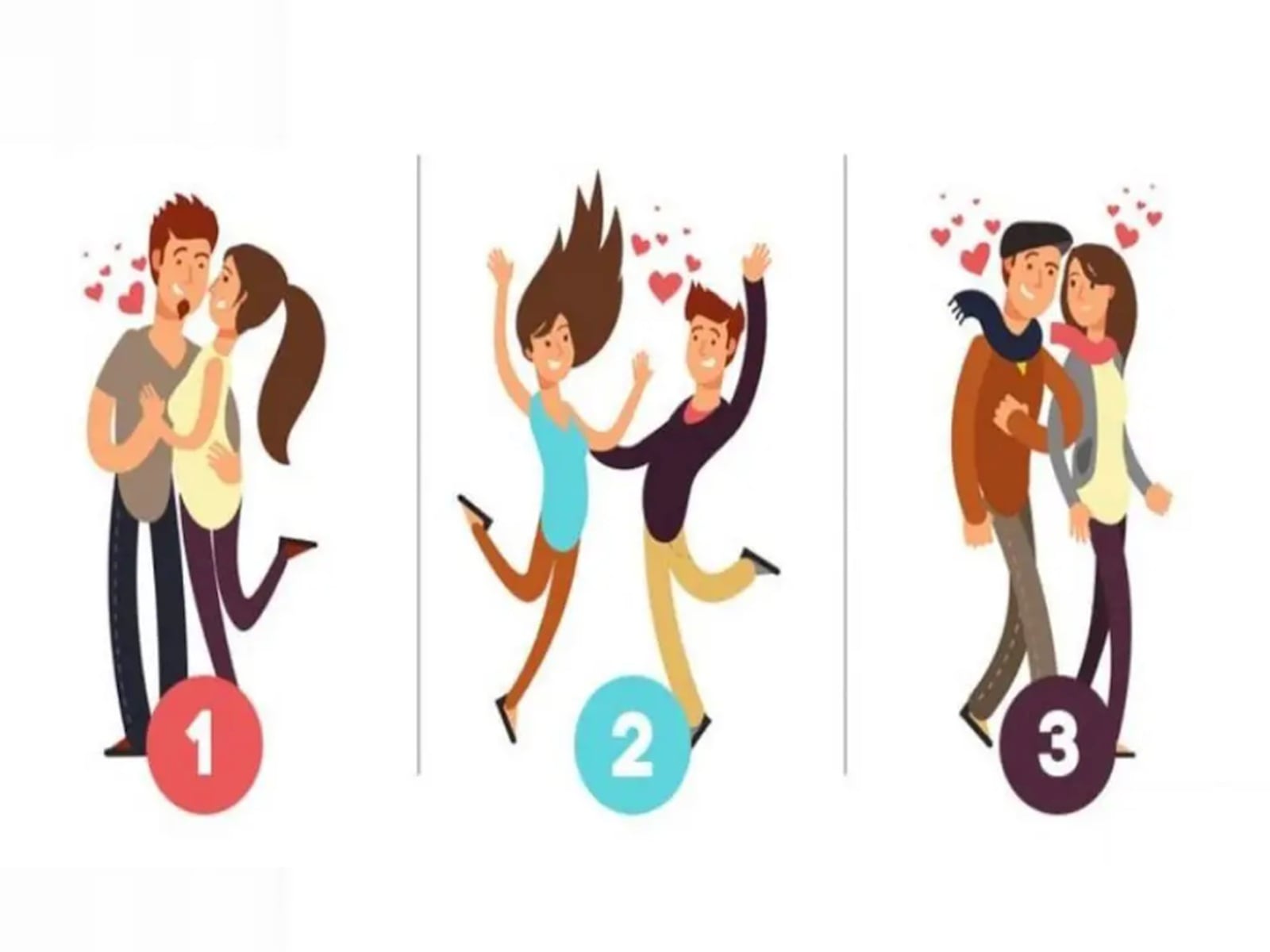 TEST VISUAL | Esta imagen te muestra tres parejas. Tienes que escoger una. (Foto: namastest.net)