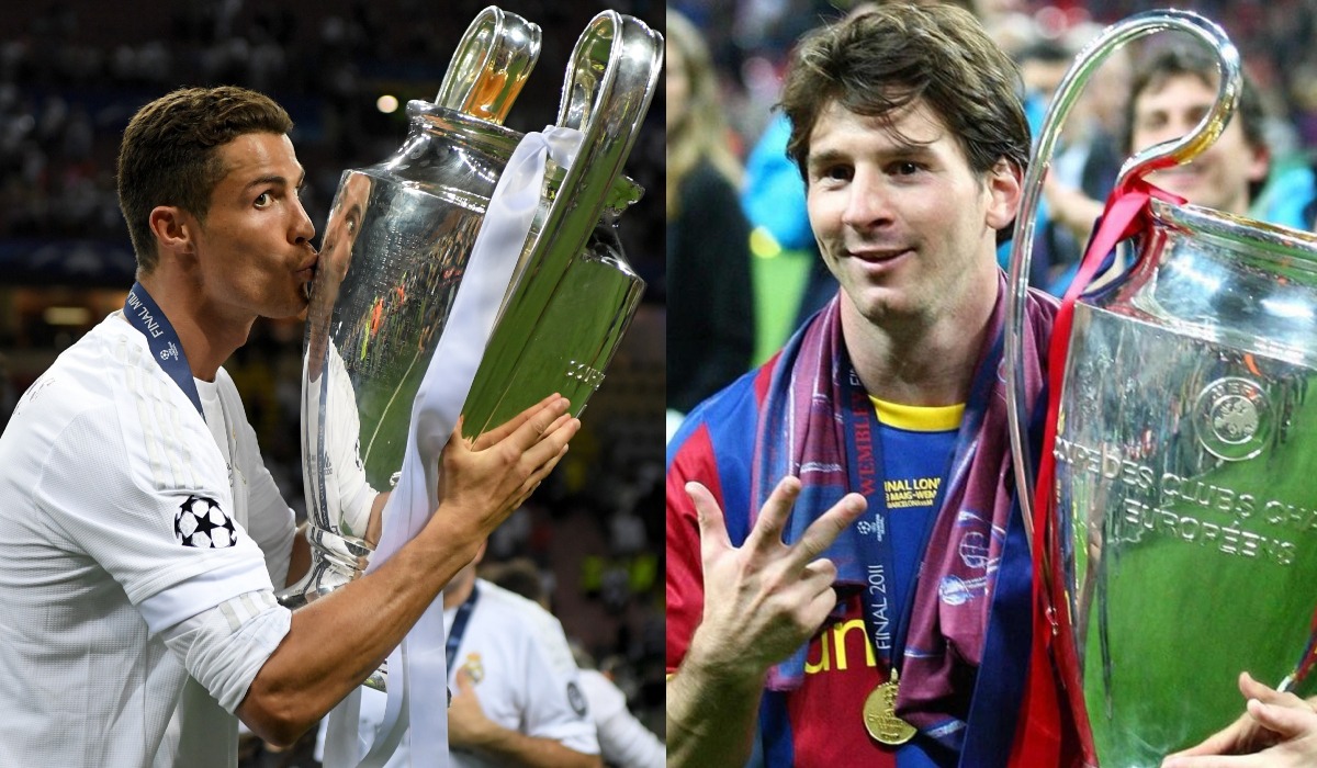 Cristiano Ronaldo y Lionel Messi alzaron el trofeo de Champions League. (Foto: Composición)
