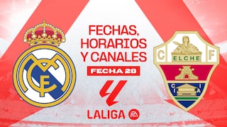 ¿Qué canales transmiten Real Madrid vs. Elche y a qué hora juegan?