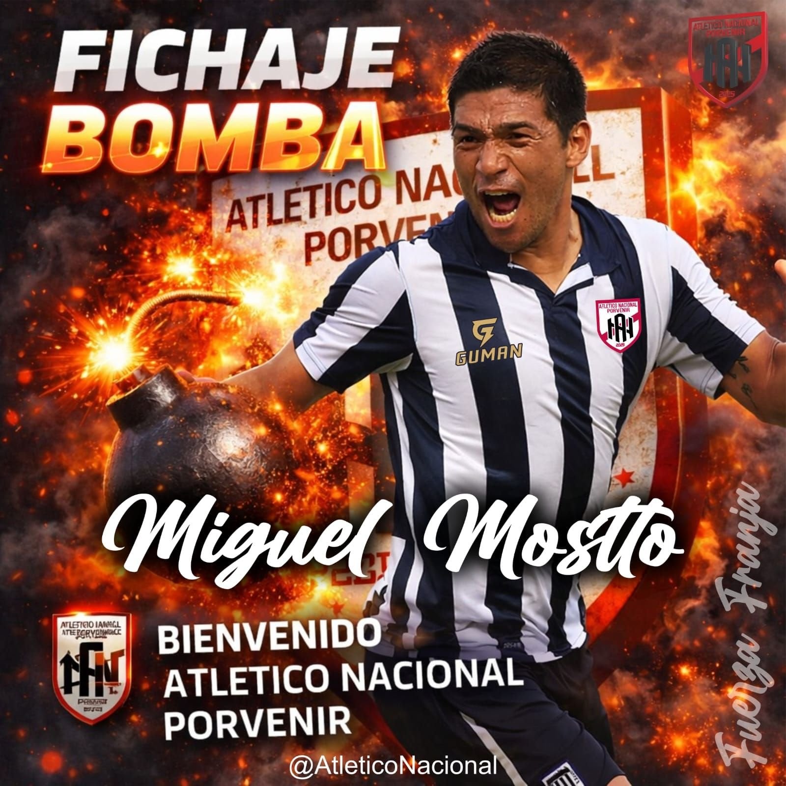 Así fue presentado Miguel Mostto como nuevo fichaje de Atlético Nacional Porvenir de Trujillo. (Facebook)