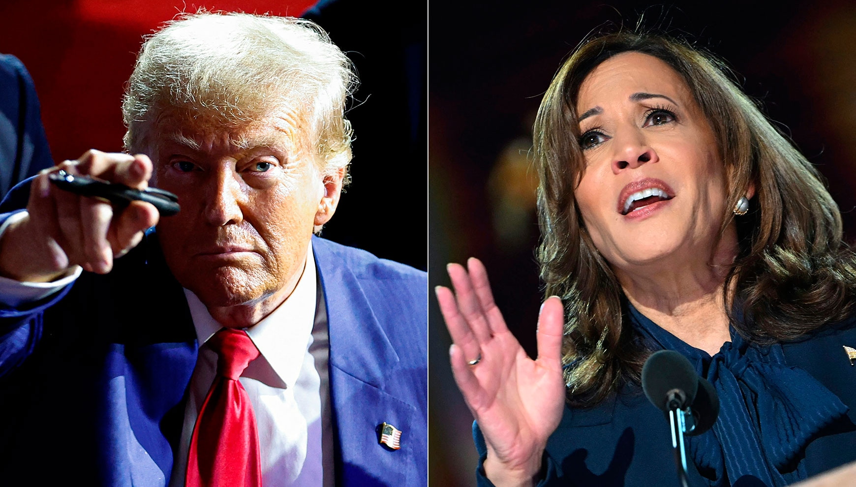 El debate presidencial entre Donald Trump y Kamal Harris será este 10 de septiembre desde las 9 pm ET vía ABC News. (Foto: ANDREW CABALLERO-REYNOLDS, KAMIL KRZACZYNSKI / AFP)