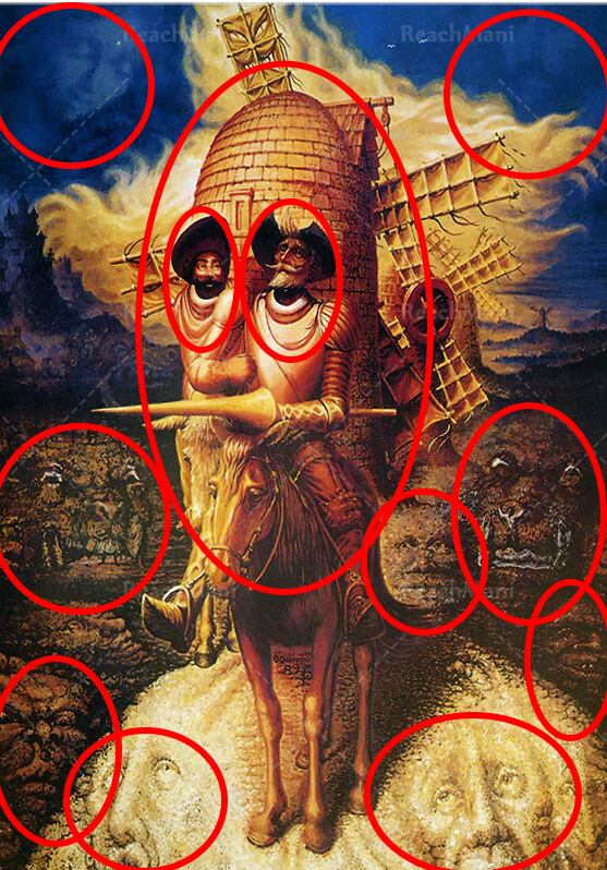 SOLUCIÓN DEL ACERTIJO VISUAL | Esta desafiante ilusión alberga innumerables semblantes. ¿Lograste hallarlos todos? Crédito: Twitter.