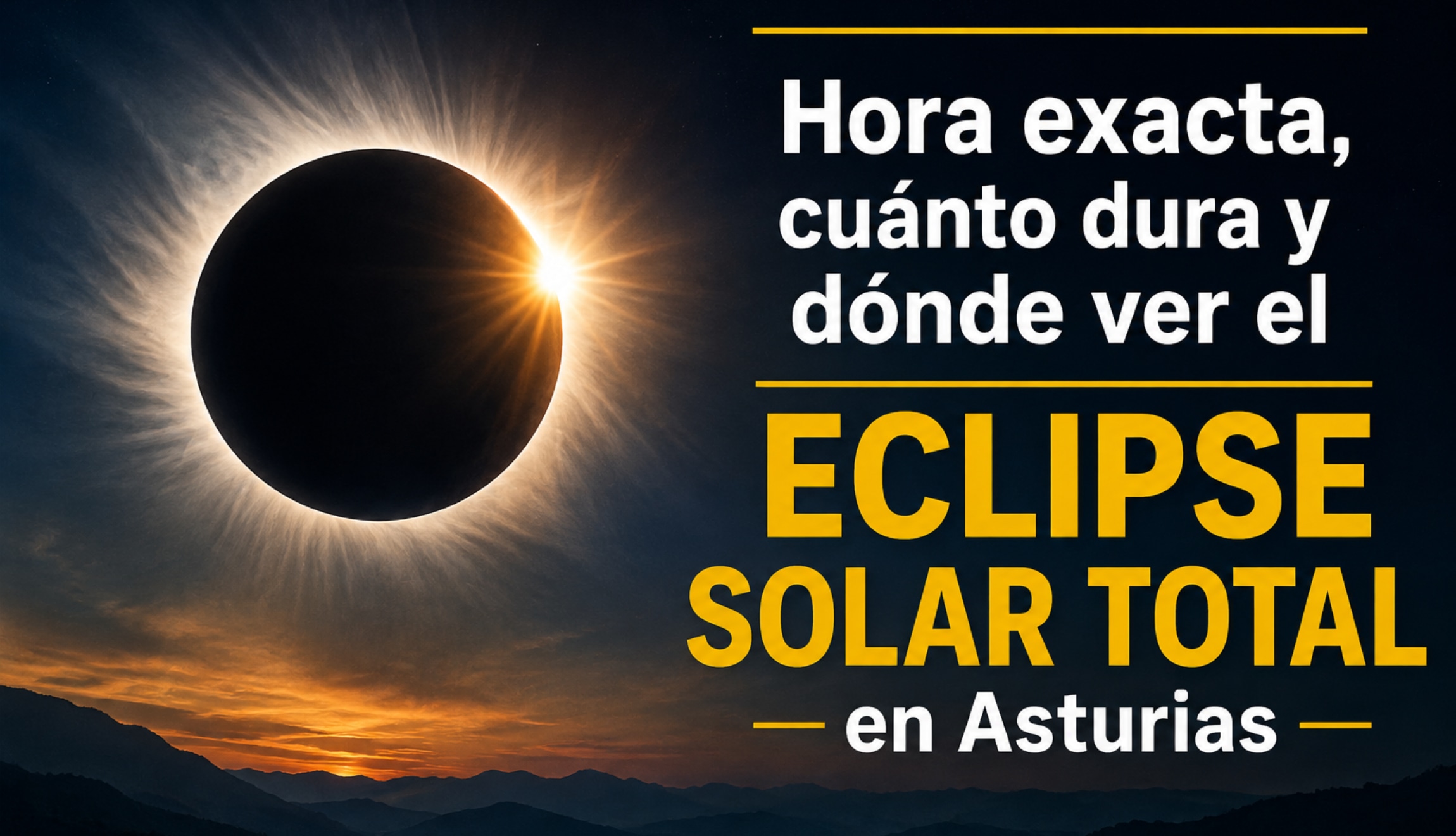 Consulta a qué hora, cuánto durará y dónde puedes observar el eclipse solar total del miércoles 12 de agosto de 2026 desde Asturias. (Foto: Imagen creada por Depor utilizando la IA de Chat GPT)