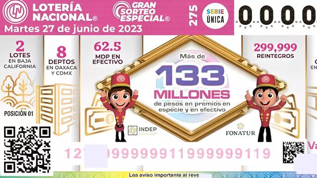Resultados del Gran Sorteo Especial del martes 27 de junio: ganadores de la Lotería Nacional