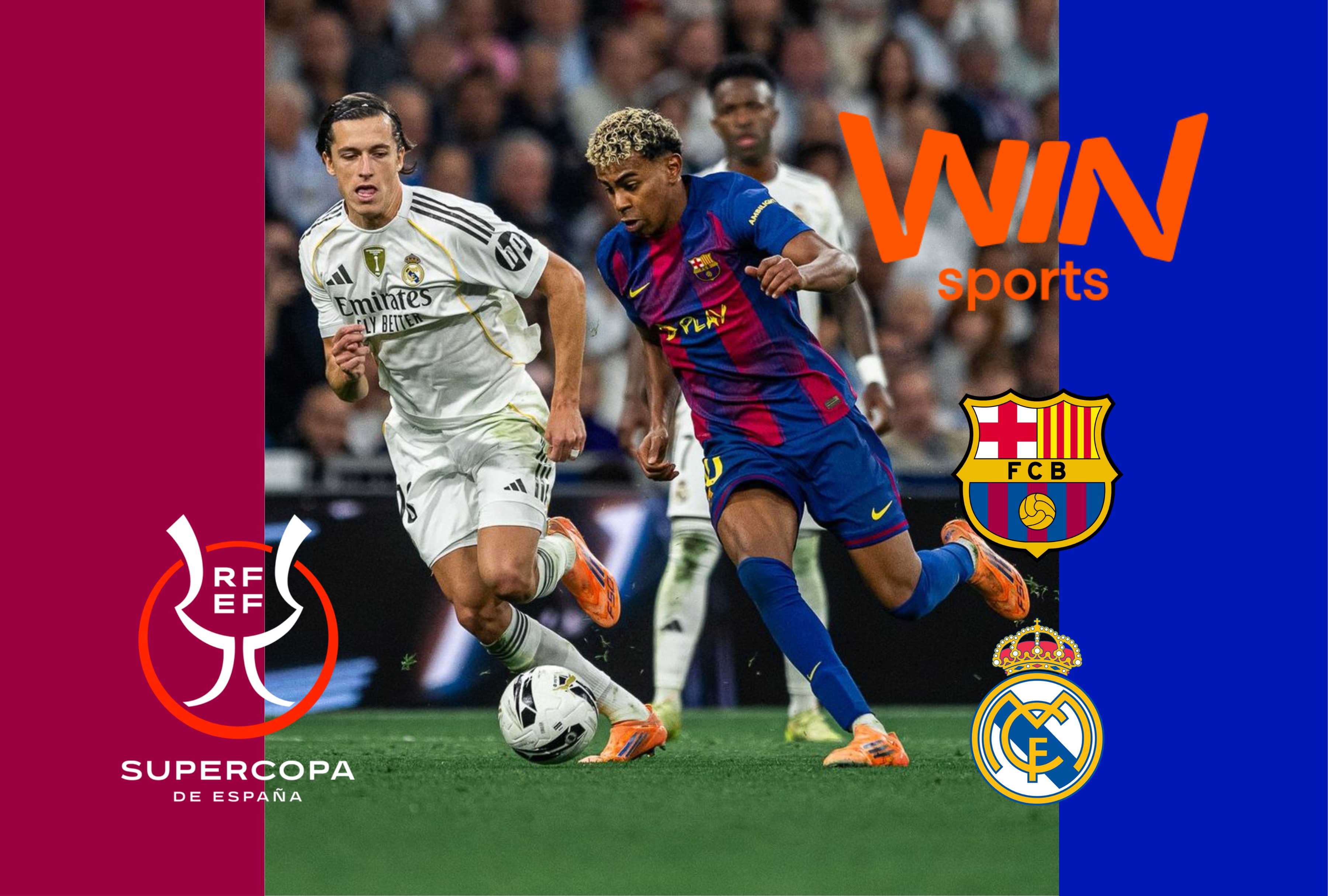 ¡Siente la pasión! Mira cómo ver el FC Barcelona vs. Real Madrid por Win Sports y Win Play online. Sigue la final de la Supercopa de España 2026 en vivo por internet con la mejor cobertura y emoción del fútbol internacional. | Crédito: fcbarcelona.es / Composición Depor