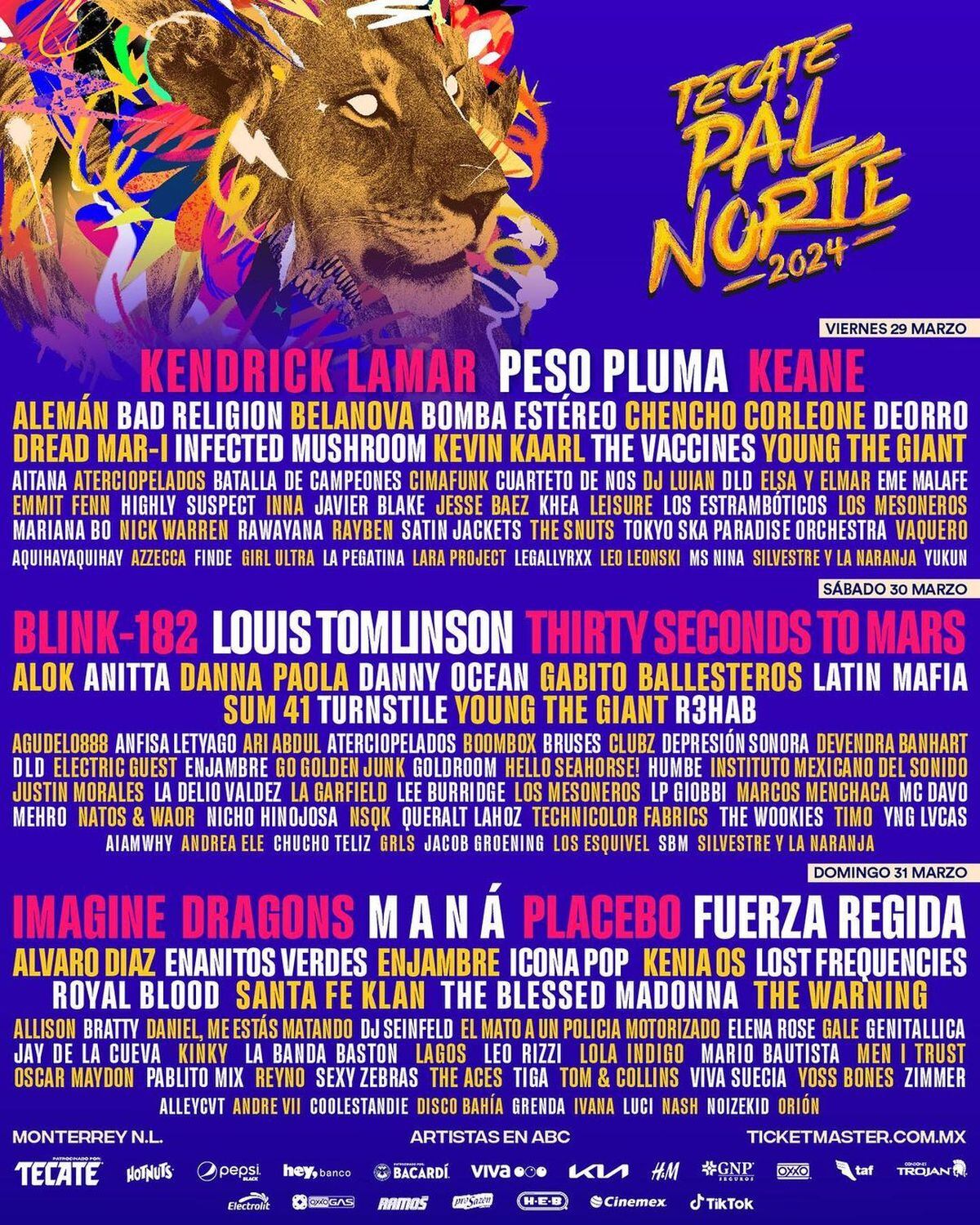 El cartel oficial del festival mexicano (Foto: Tecate pa´l norte Instagram)