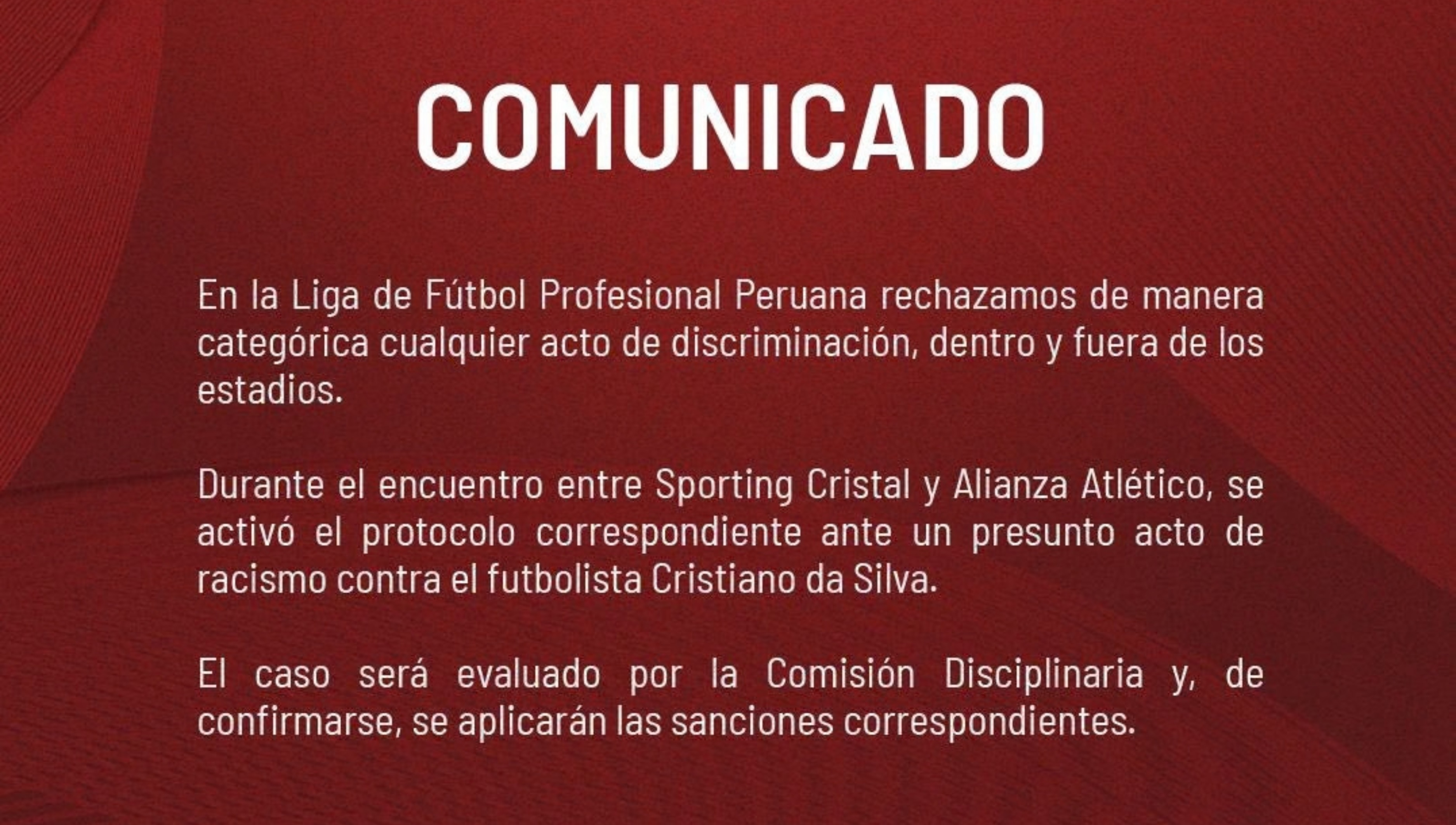 La LFP se pronunca tras acto presunto insulto racista a jugador de Sporting Cristal. (Foto: Liga 1)