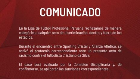 ¡Se aplicarán las sanciones! LFP se pronuncia tras presunto acto racista contra jugador de Sporting Cristal