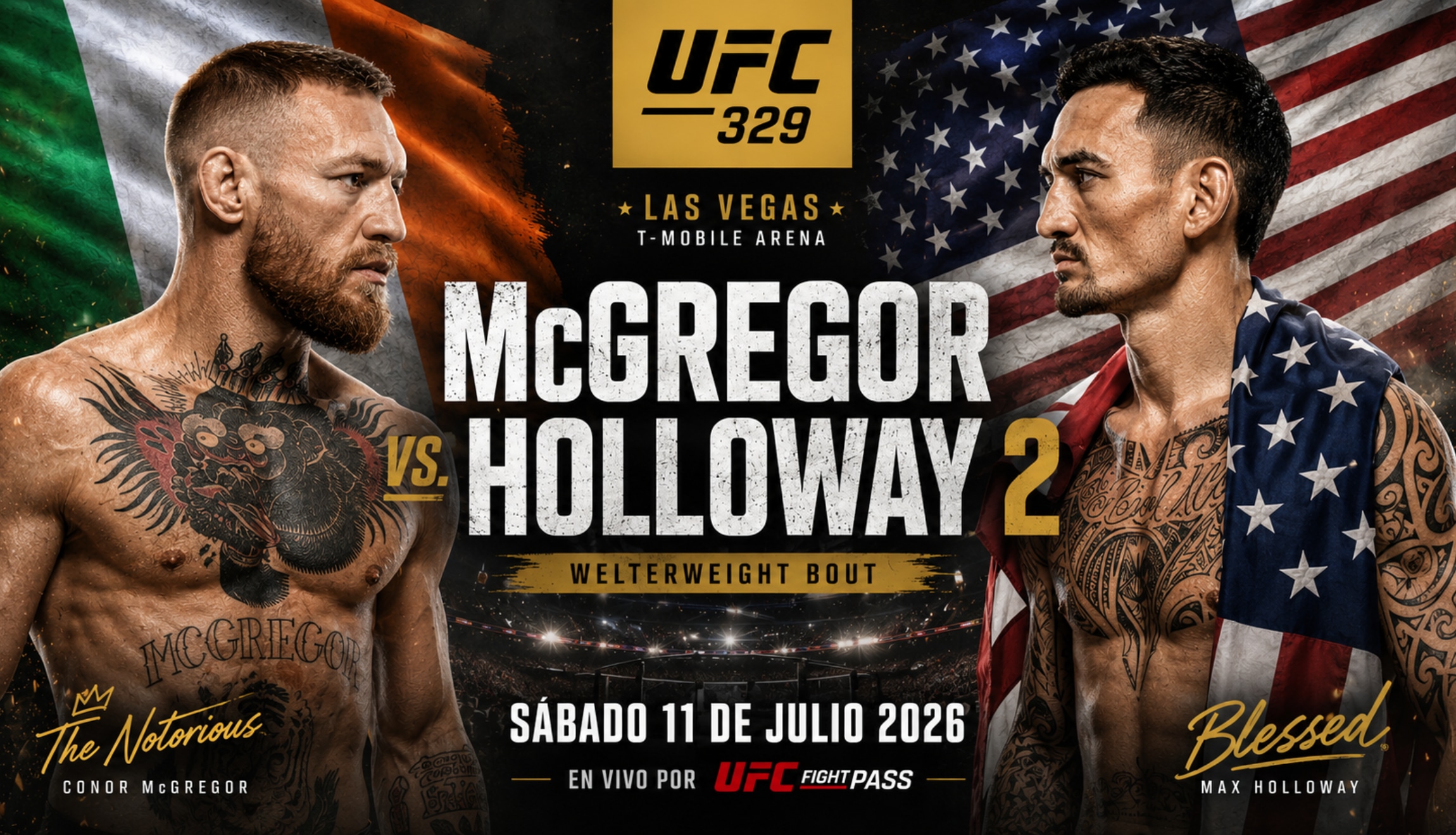 Conoce todas las peleas del evento UFC 329 que se llevará a cabo este sábado 11 de julio, con el combate estelar de McGregor vs. Holloway 2. (Foto: Imagen creada por Depor utilizando la IA de Chat GPT)