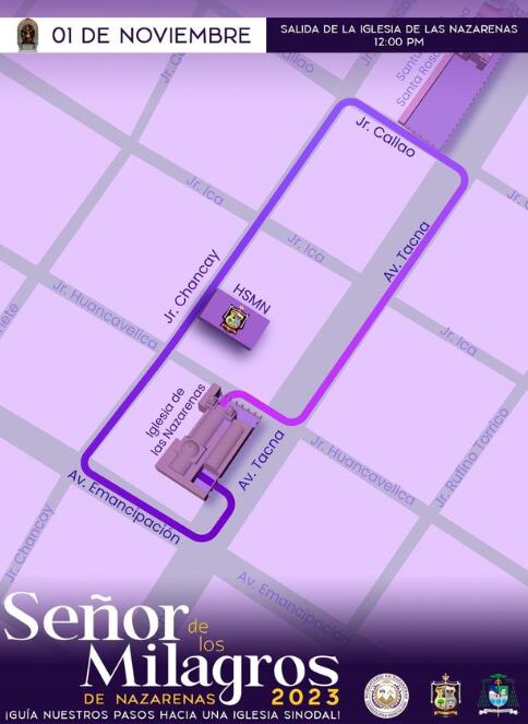Así será el quinto y último recorrido de la procesión del Señor de los Milagros.