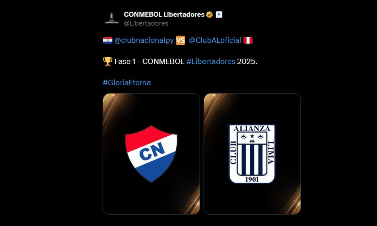 Alianza Lima y Nacional de Paraguay se enfrentarán por la fase 1 de la Copa Libertadores 2024.