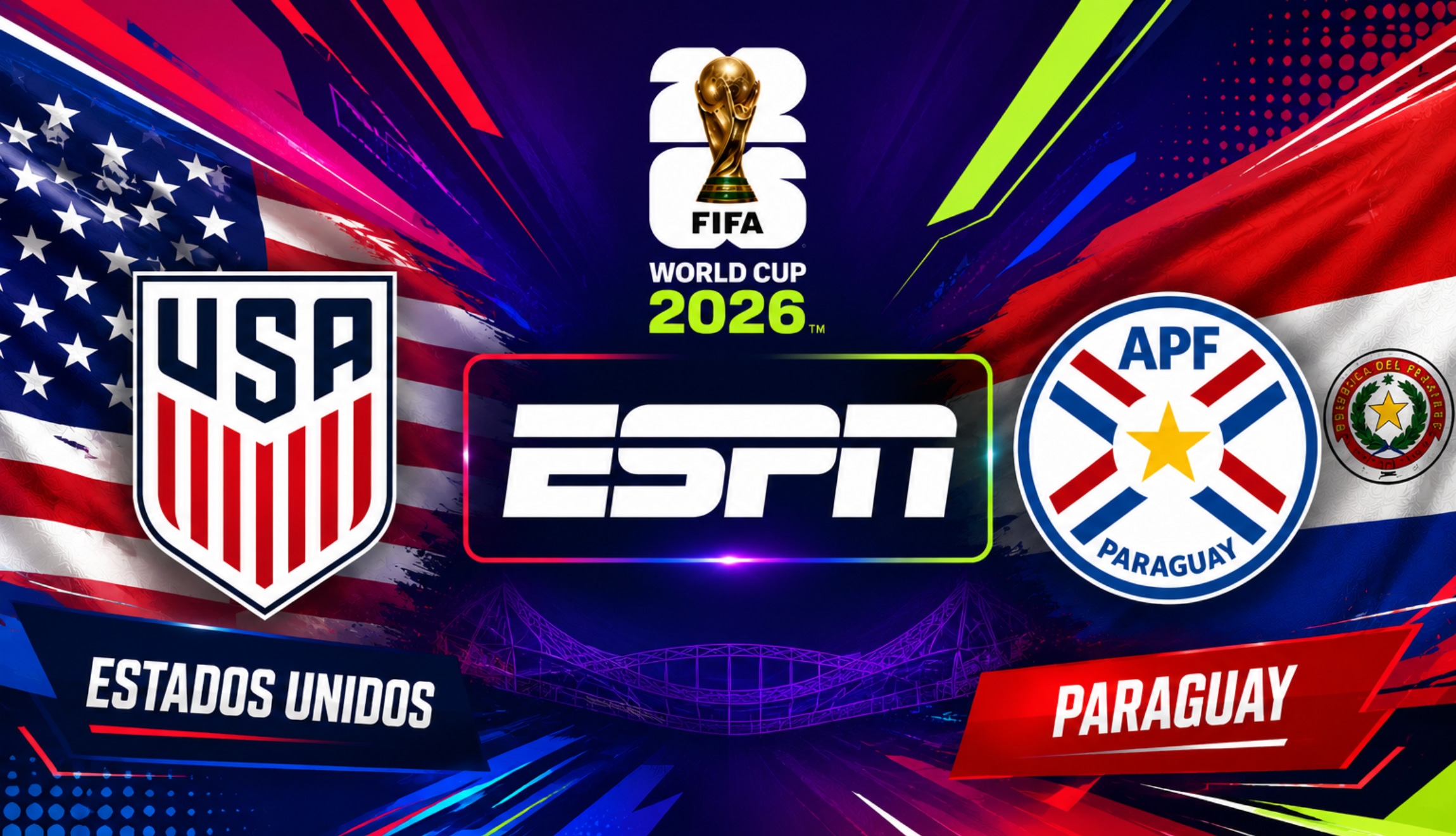Señal de ESPN EN VIVO para seguir la transmisión de Estados Unidos vs. Paraguay en directo, por la Jornada 1 del Mundial de Fútbol 2026, este viernes 12 de junio. (Foto: Imagen creada por Depor utilizando la IA de Chat GPT)