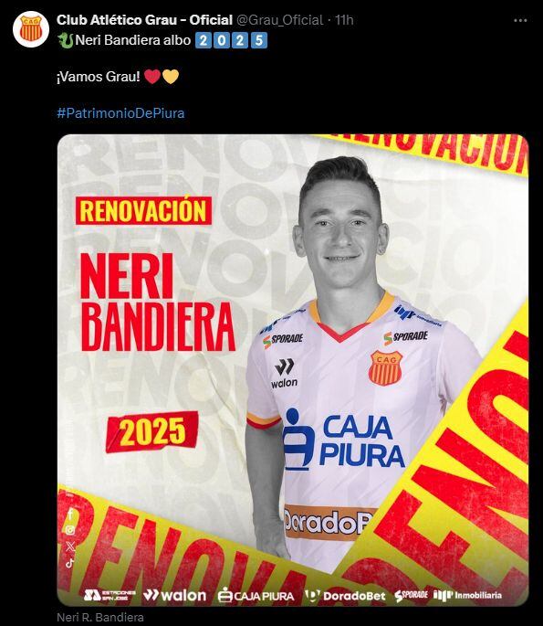Neri Bandiera se queda en Grau por todo el 2025. (Foto: Atlético Grau)