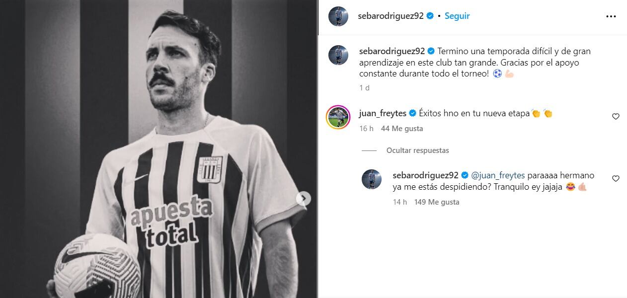 La conversación de Sebastián Rodríguez y Juan Pablo Freytes. (Foto: Instagram)