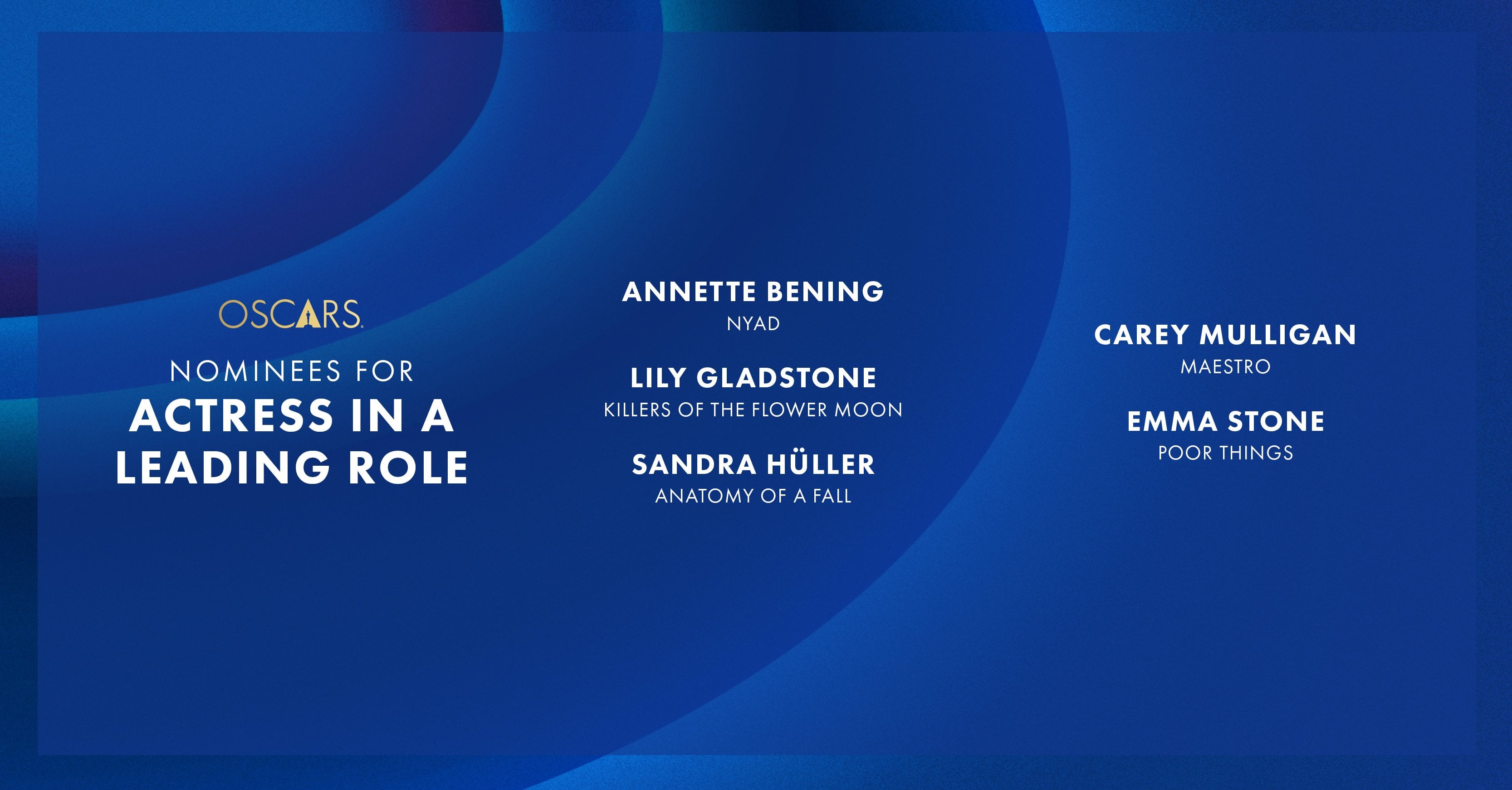 Sin Margot Robbie. Ellas son las nominadas a Mejor actriz para los Oscars 2024 (Foto: The Academy / Twitter)