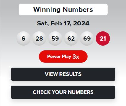 Estos fueron los números ganadores del sorteo del 17 de febrero (Foto: Powerball)