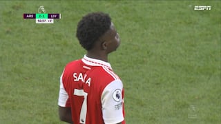 Otra vez adelante en el Emirates: gol de Bukayo Saka para el 2-1 del Arsenal vs. Liverpool
