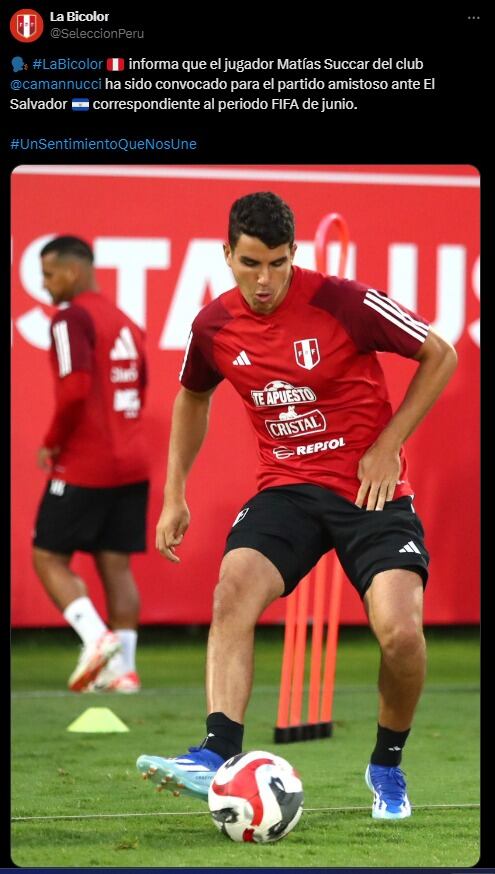 Matías Succar fue llamado por la Selección Peruana para el partido contra El Salvador. (Foto: Captura de X).