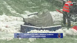 Ingeniosa medida: camarógrafo del Atalanta vs. Villarreal ideó cómo cuidarse de la nevada