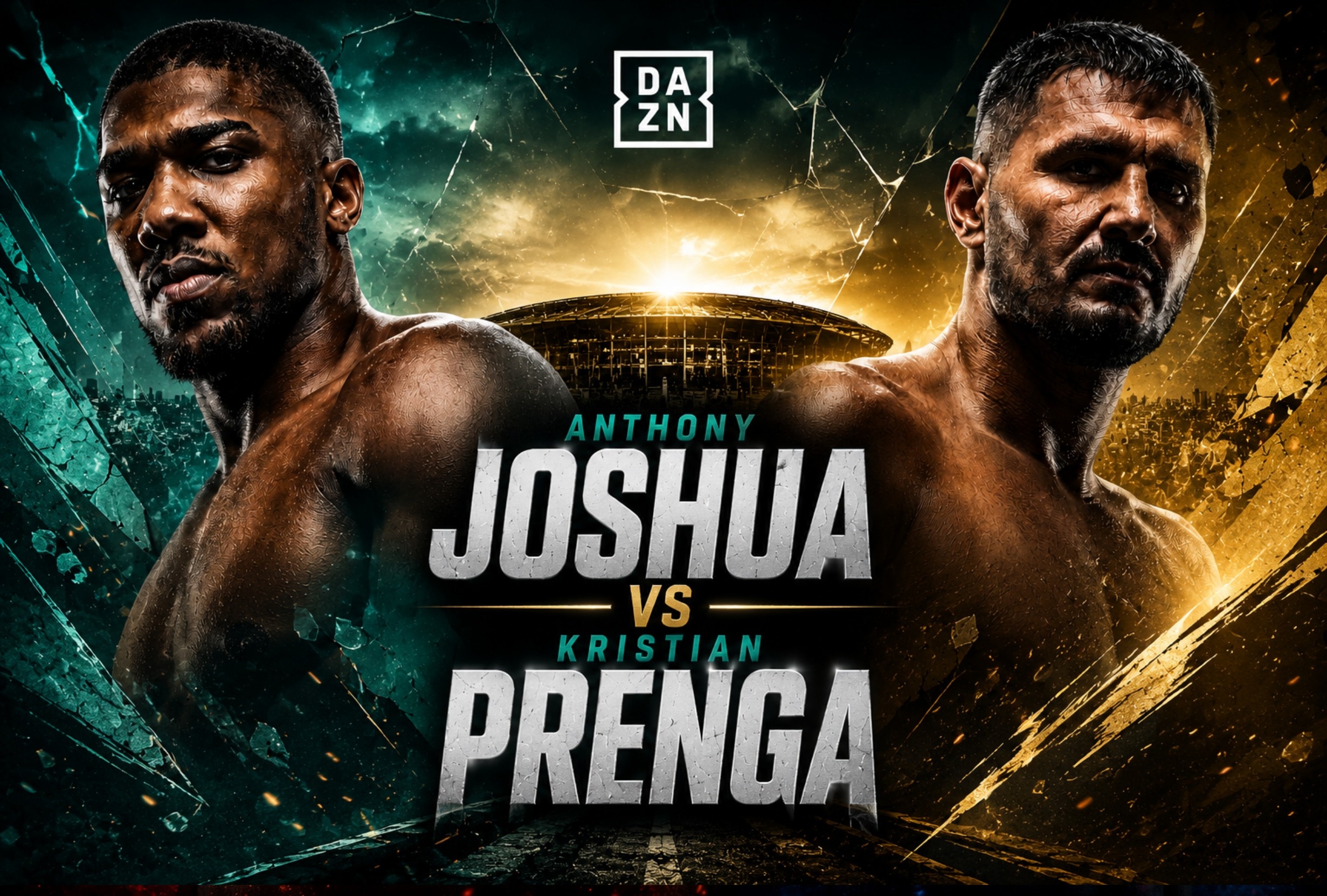 YEDA, HIYAZ, (ARABIA SAUDITA), 25/07/2026. DAZN PPV transmitirá EN VIVO y EN DIRECTO la pelea de Anthony Joshua vs. Kristian Prenga desde Arabia Saudita. FOTO: Imagen creada por ChapGPT.